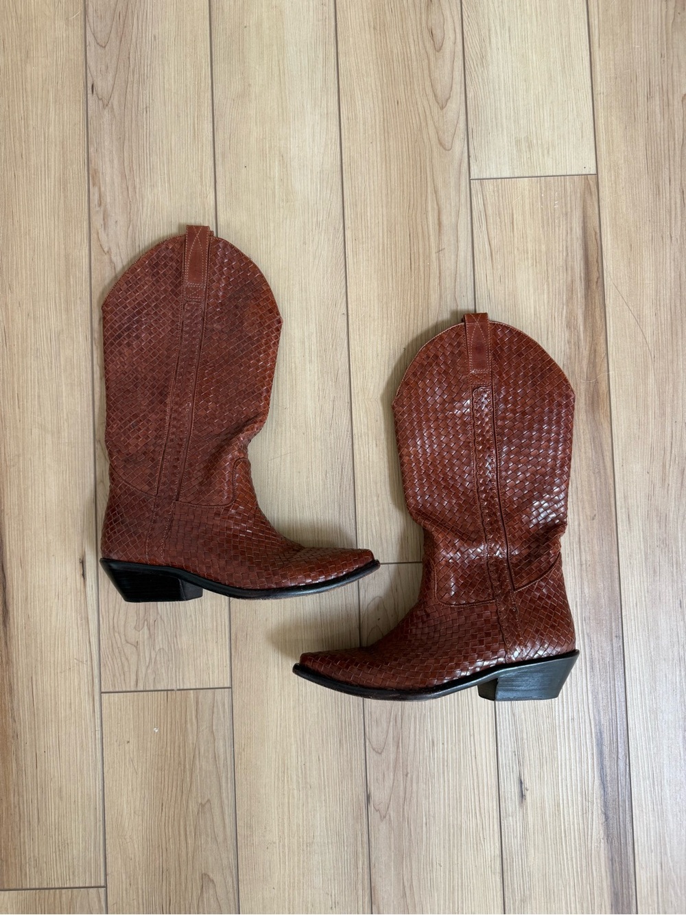 Vintage Leather Cole Haan Woven Cowgirl Boot